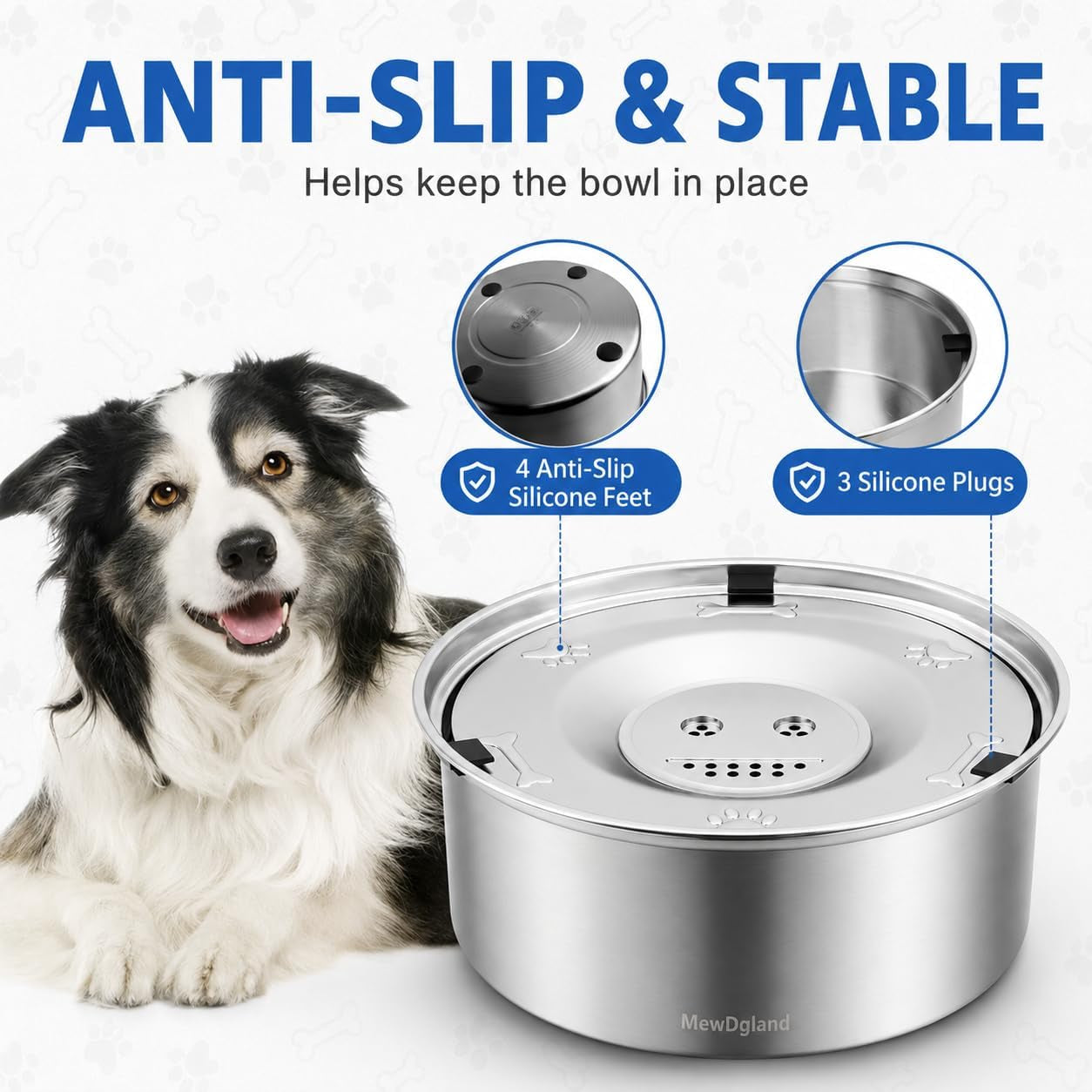 Dog Water Bowl No Spill, 3L Stainless Steel Slow Feeder Dog Bowl with Floating Disk