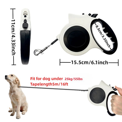 1Pc Illuminated Retractable Dog Leash -16Ft, Adjustable, Ideal for Medium and Large Dogs