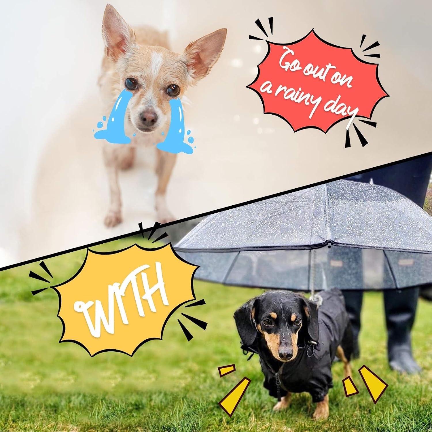 Small Dog Umbrella, 29 Inch Width Clear Dogs Umbrella Waterproof