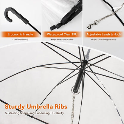 Small Dog Umbrella, 29 Inch Width Clear Dogs Umbrella Waterproof
