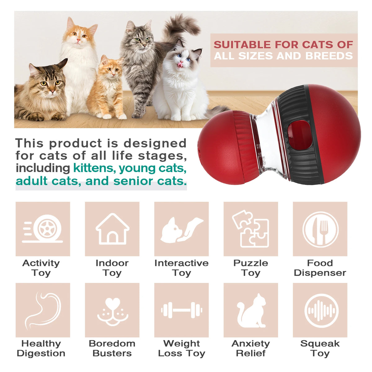 Cat Laser Toy Automatic Rechargeable Motion Random Activated Interactive Cat Toys for Indoor Cats/Dog/Kittne Slow and Fast Mode