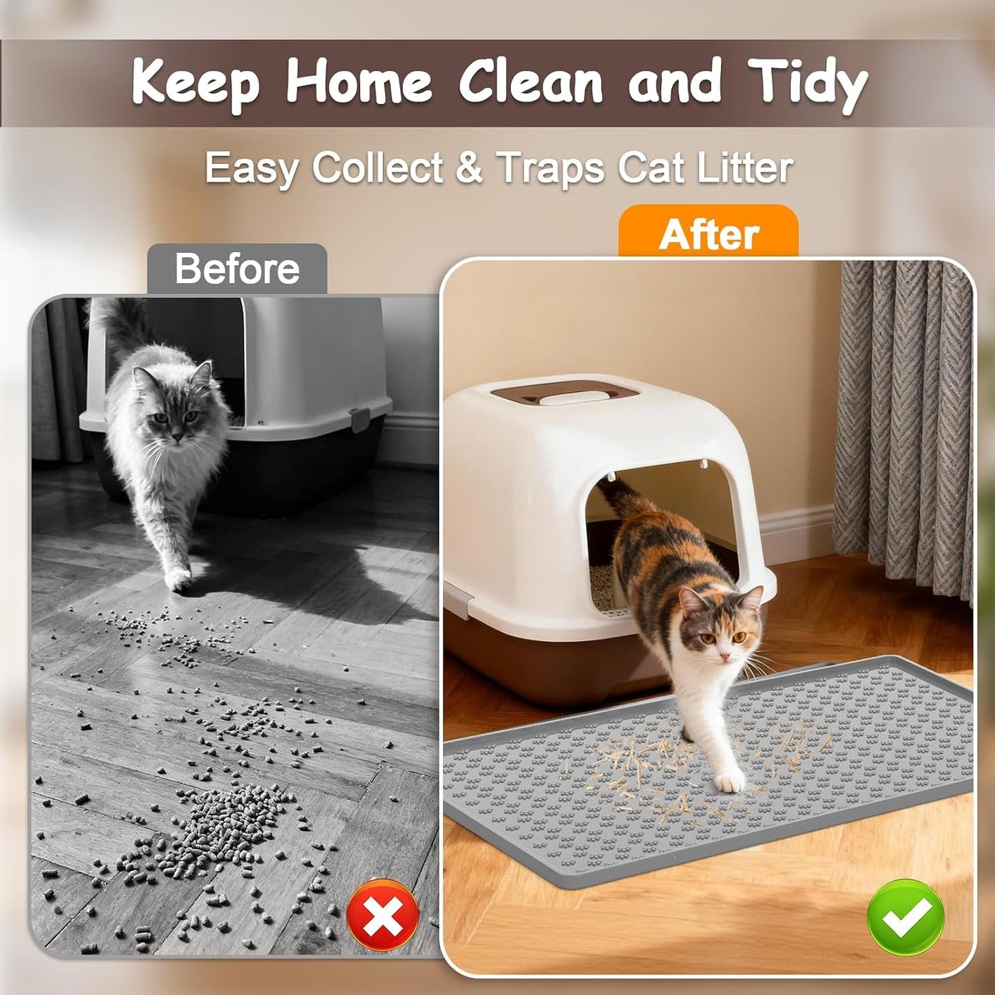Cat Litter Mat, Litter Box Mat, Silicone Cat Mat for Litter Box