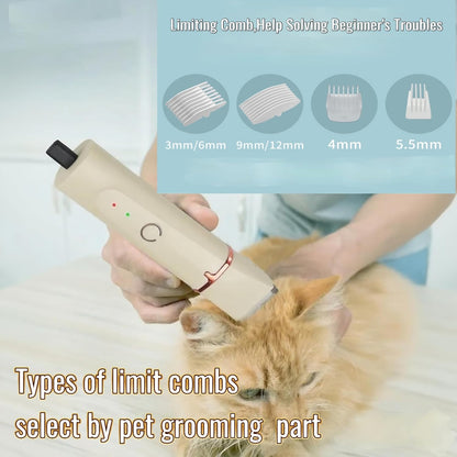 Low Noise 4-In-1 Dog Grooming Clippers Kit, Cordless Dog Nail Clipper, Paw Trimmer, Ear Trimmer