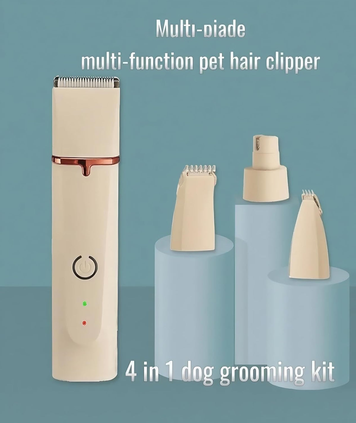 Low Noise 4-In-1 Dog Grooming Clippers Kit, Cordless Dog Nail Clipper, Paw Trimmer, Ear Trimmer