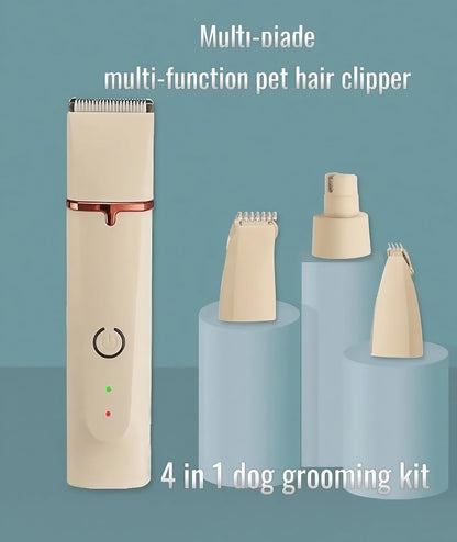 Low Noise 4-In-1 Dog Grooming Clippers Kit, Cordless Dog Nail Clipper, Paw Trimmer, Ear Trimmer