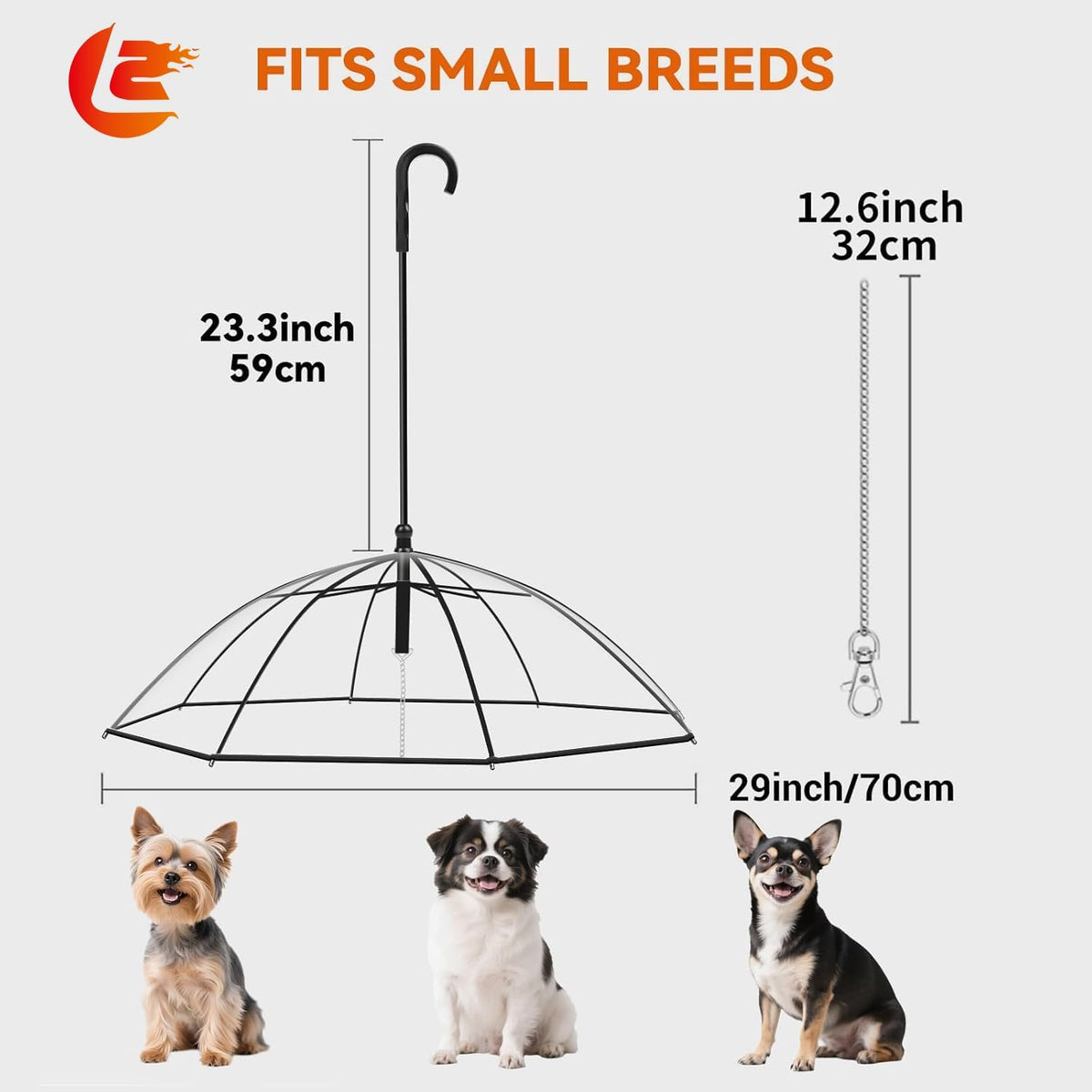 Small Dog Umbrella, 29 Inch Width Clear Dogs Umbrella Waterproof