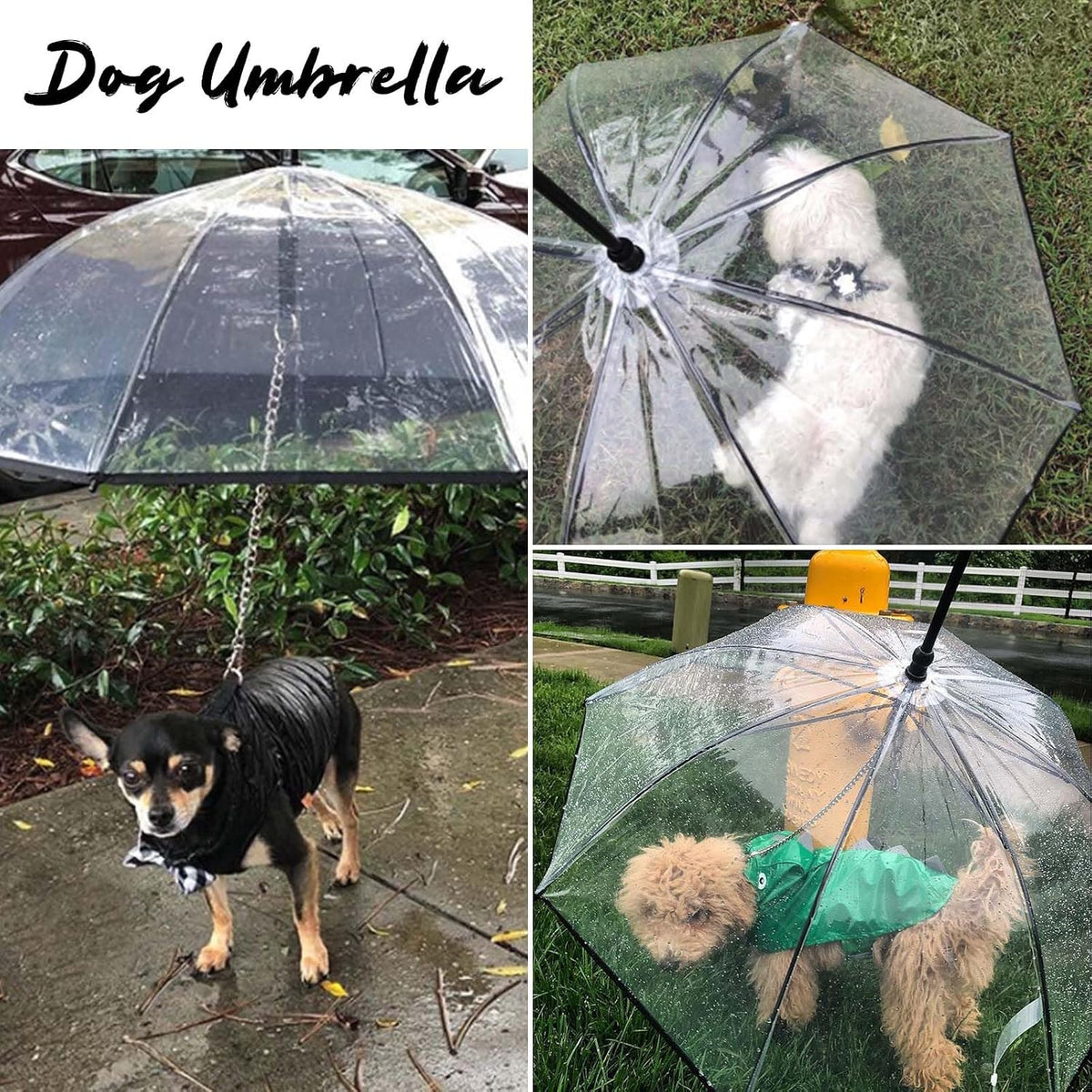 Small Dog Umbrella, 29 Inch Width Clear Dogs Umbrella Waterproof