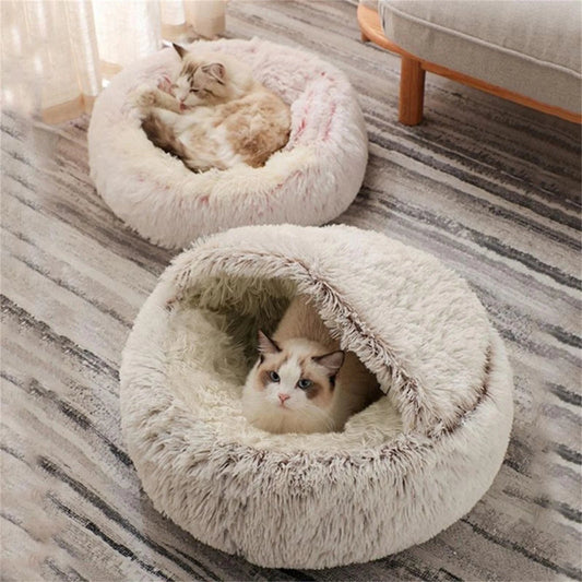 Cat Bed round Plush Hooded Cat Bed Cave for Indoor Cats or Small Dog Beds