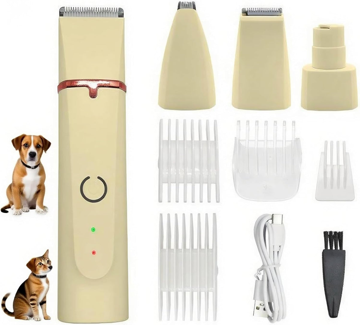 Low Noise 4-In-1 Dog Grooming Clippers Kit, Cordless Dog Nail Clipper, Paw Trimmer, Ear Trimmer