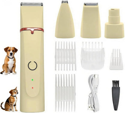 Low Noise 4-In-1 Dog Grooming Clippers Kit, Cordless Dog Nail Clipper, Paw Trimmer, Ear Trimmer
